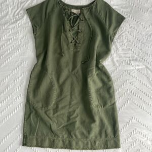 Olive Green Lace-Up Dress